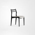 Nordic Vintage Solid Wood Leather Dining Chair – Black Ash, White Leathe image 0