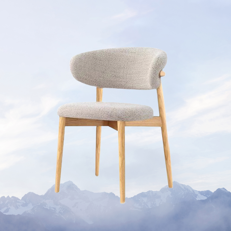 Nordic Modern Dining Chair – Wood Metal Legs, Off-White Fabric image 3
