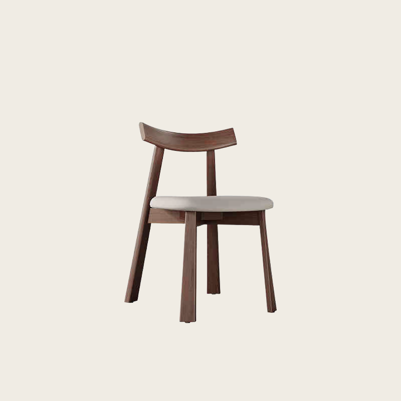 Italian Minimalist Walnut Wood Dining Chair – White Backrest image 2
