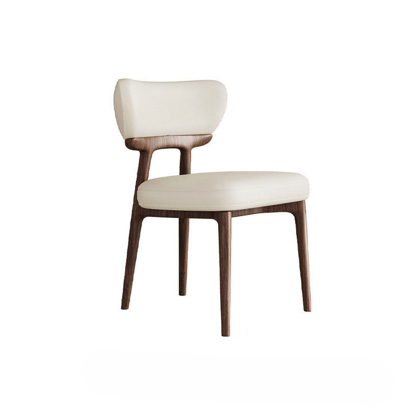 Italian Minimalist Solid Wood Leather Dining Chair – Walnut Ash image 1