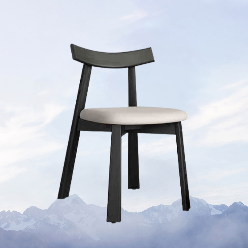Italian Minimalist Black Wood Dining Chair – White Backrest image 3
