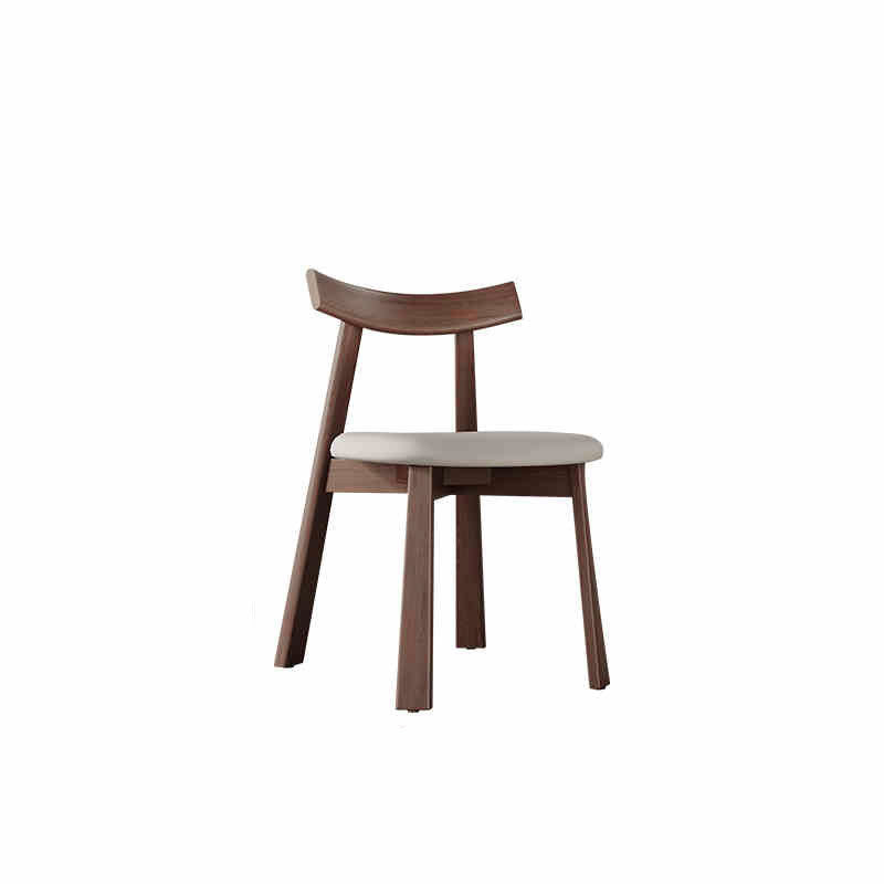 Italian Minimalist Walnut Wood Dining Chair – White Backrest image 0