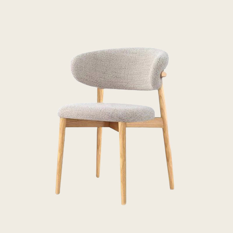 Nordic Modern Dining Chair – Wood Metal Legs, Off-White Fabric image 2