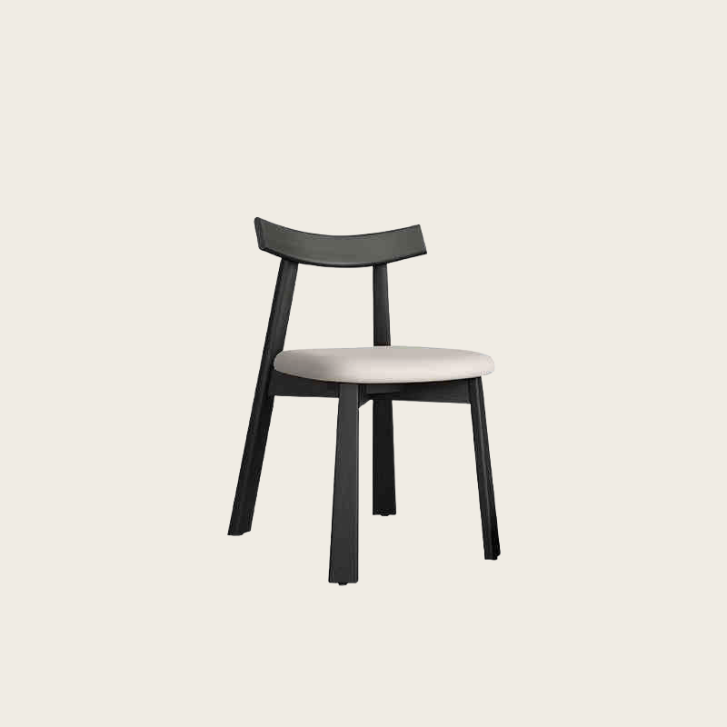 Italian Minimalist Black Wood Dining Chair – White Backrest image 2