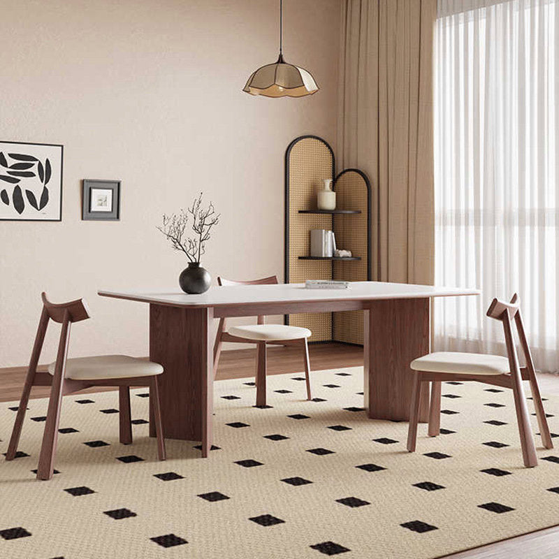Italian Minimalist Walnut Wood Dining Chair – White Backrest image 3