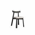 Italian Minimalist Black Wood Dining Chair – White Backrest image 0