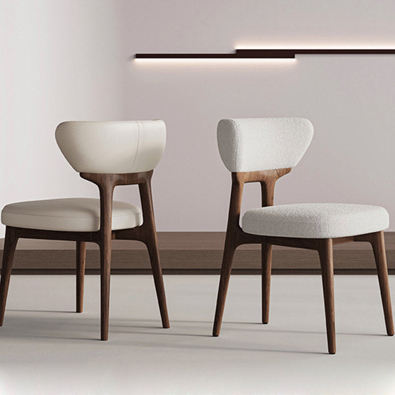 Italian Minimalist Solid Wood Leather Dining Chair – Walnut Ash image 3