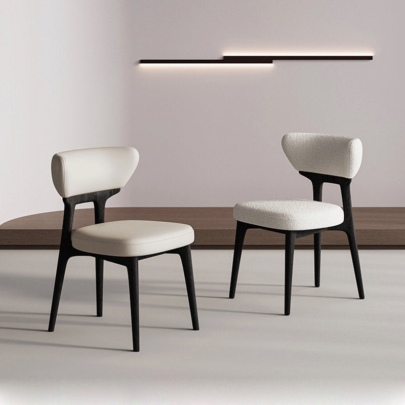 Italian Minimalist Solid Wood Leather Dining Chair – Black image 3