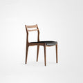 Nordic Vintage Solid Wood Leather Dining Chair – Walnut Ash, Black Leather image 0