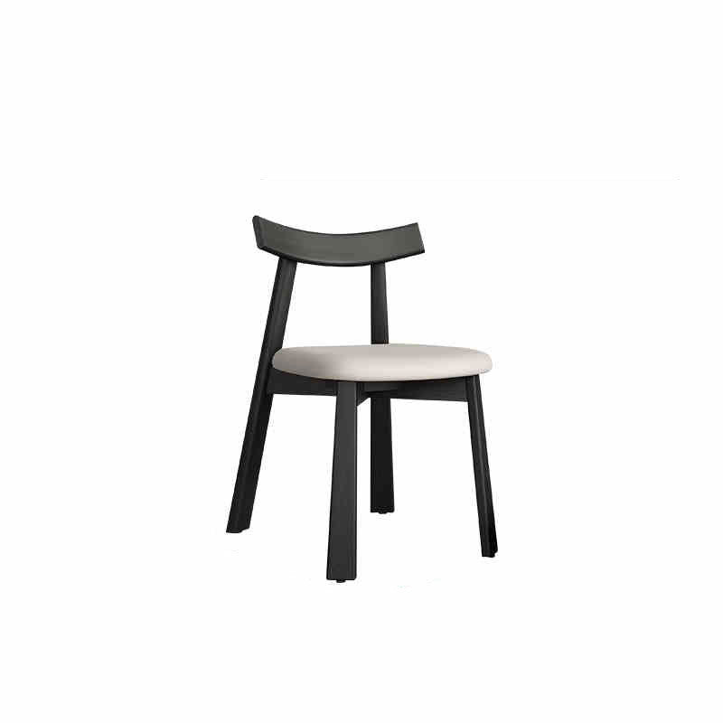 Italian Minimalist Black Wood Dining Chair – White Backrest image 1