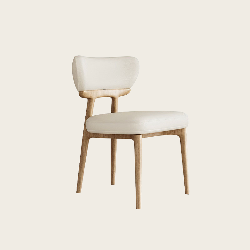Italian Minimalist Solid Wood Leather Dining Chair – Natural Ash image 1