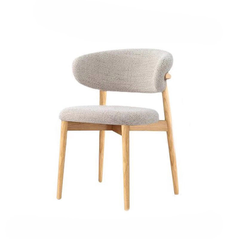 Nordic Modern Dining Chair – Wood Metal Legs, Off-White Fabric image 1