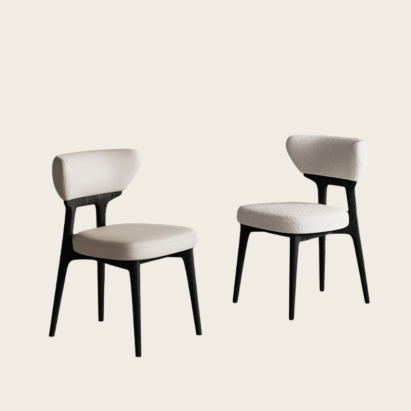 Italian Minimalist Solid Wood Leather Dining Chair – Black image 2