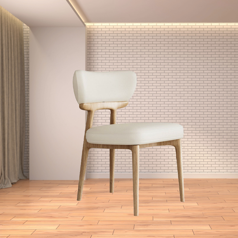 Italian Minimalist Solid Wood Leather Dining Chair – Natural Ash image 2
